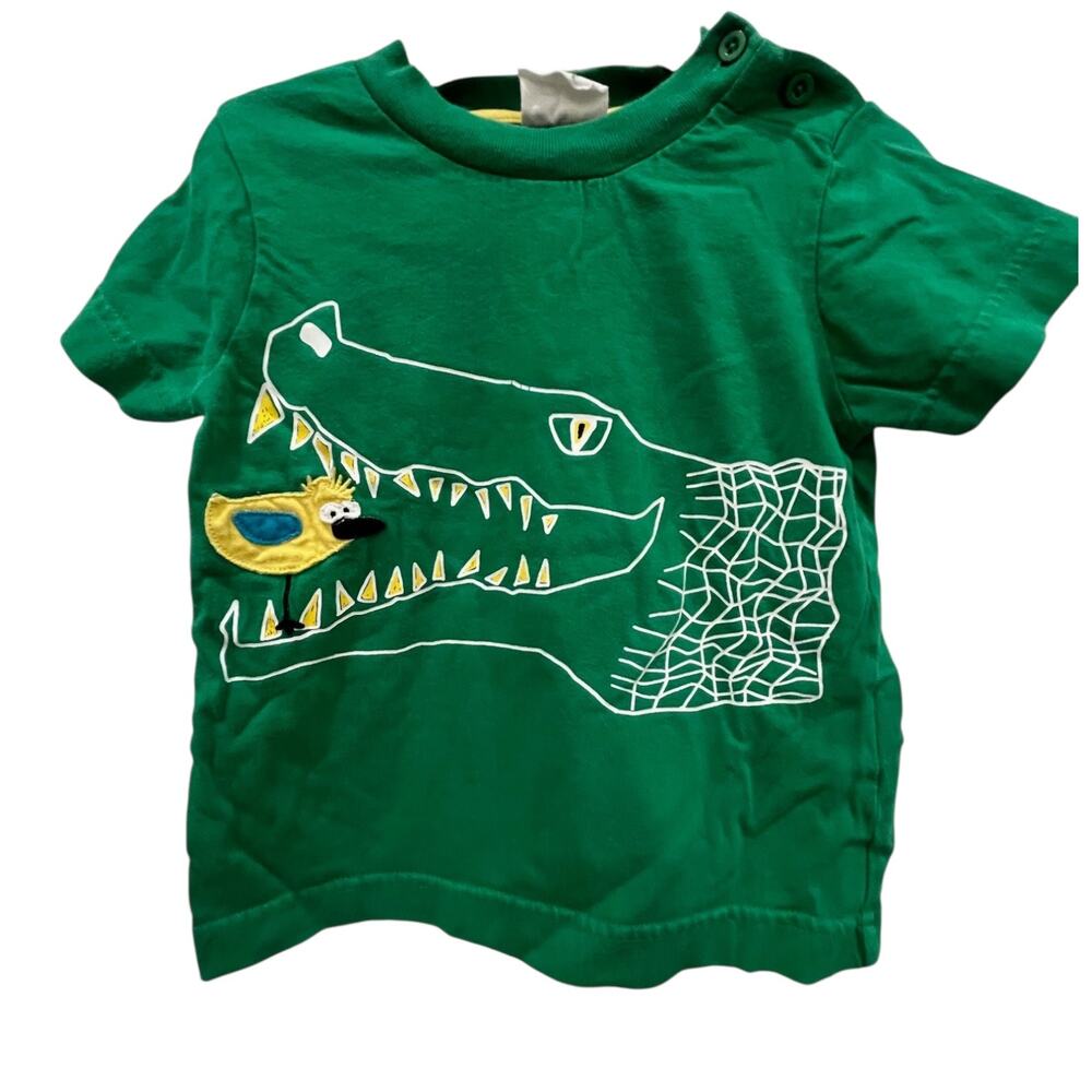 Mini Boden Green Alligator Appliqué T-Shirt 18-24 months